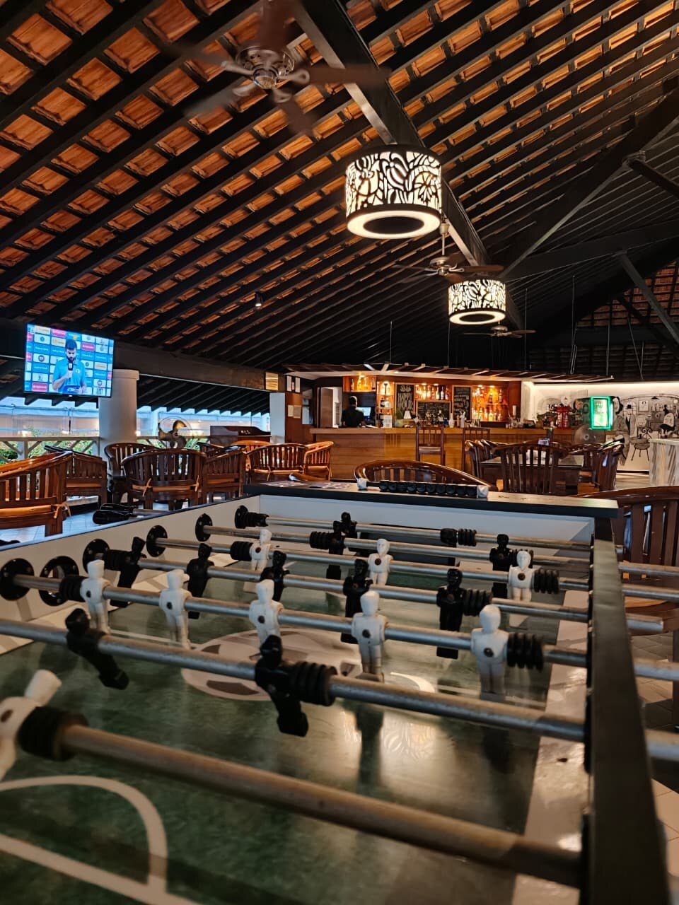 Foosball table in the Dona Sylvia games room
