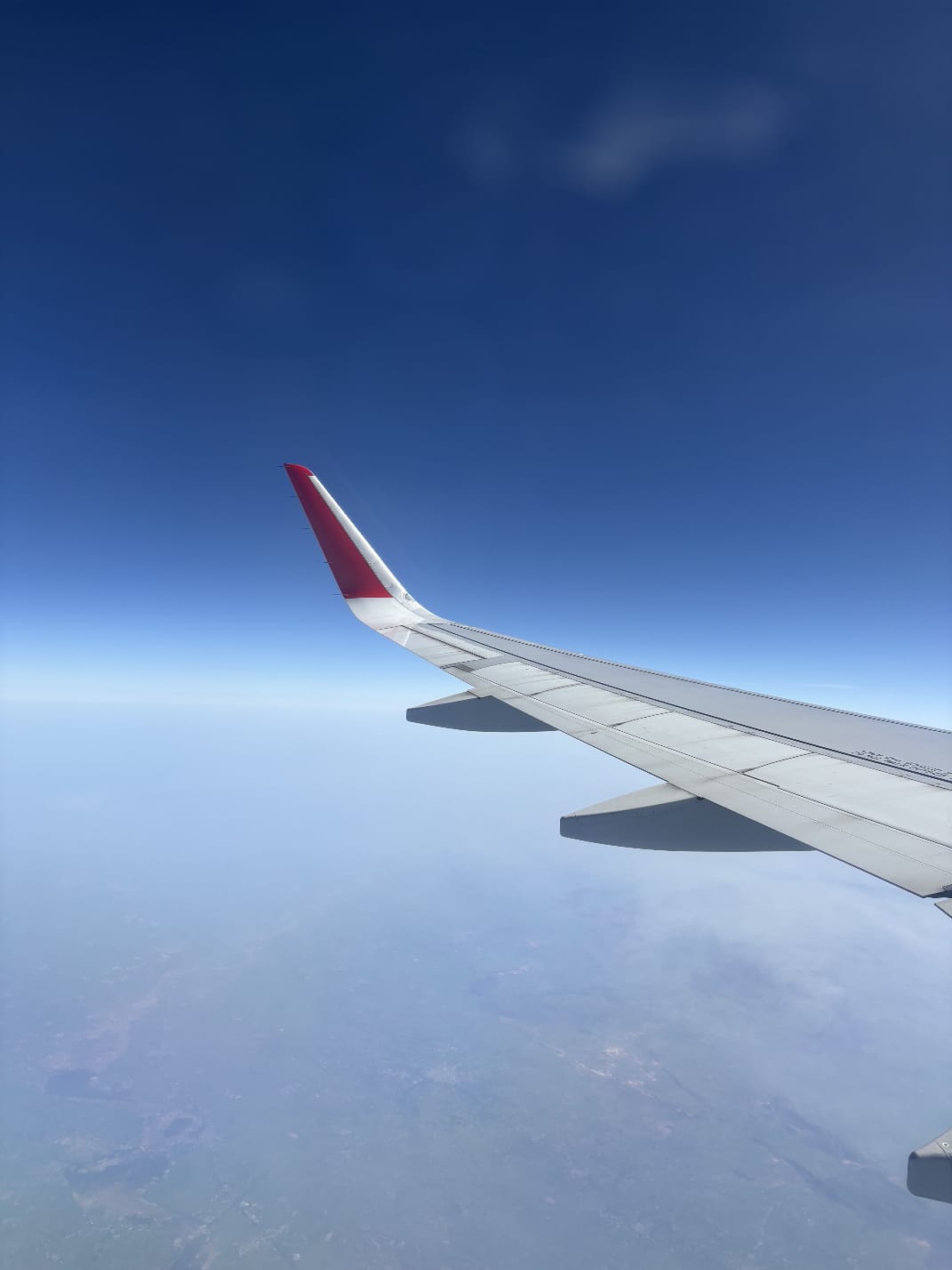 View of an Air India wing from the cabin window